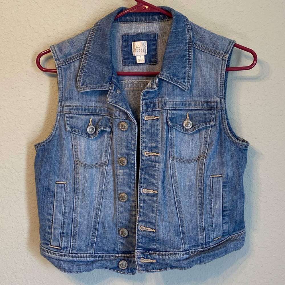 Cropped jean vest